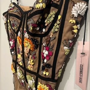 Cushnie Et Ochs Corset Bodysuit with Floral Beading